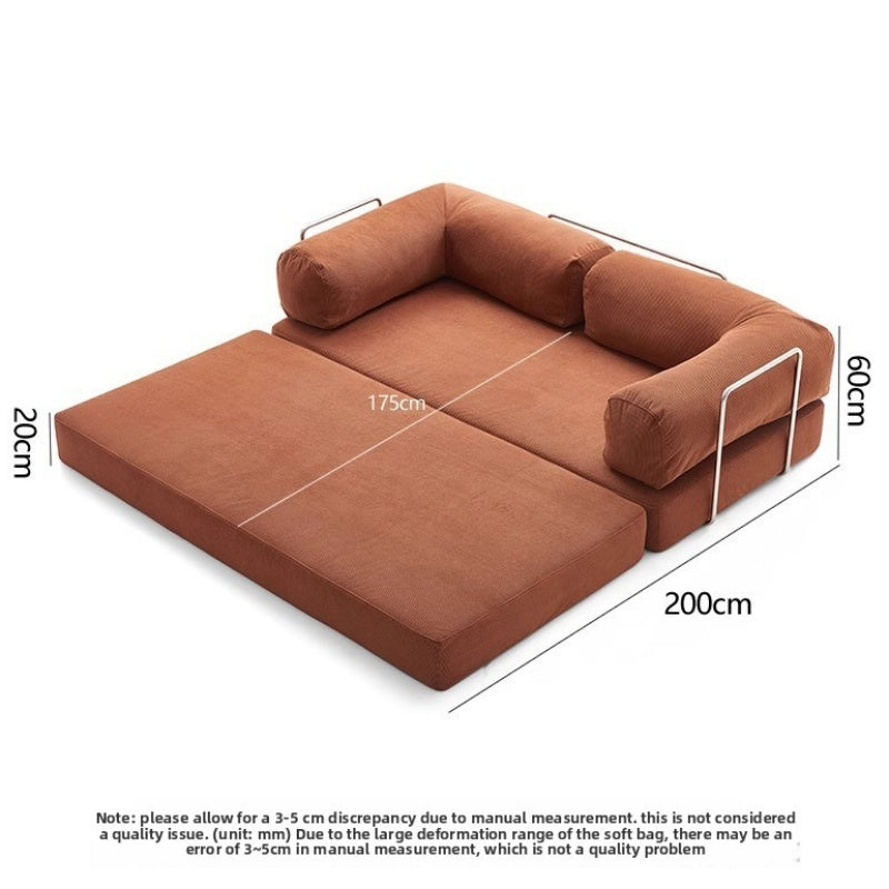 Vintage-style reversible sofa, compressible and foldable fabric sofa bed NC690