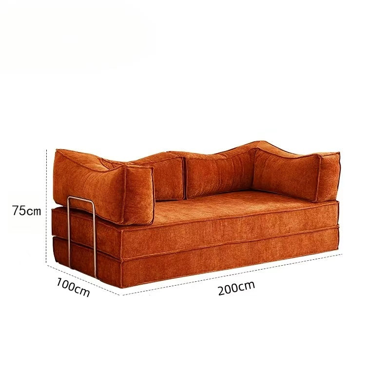 Pudding Compression Sofa Bed Dual-Use Retro Style Modular Folding Fabric Sofa NB-03
