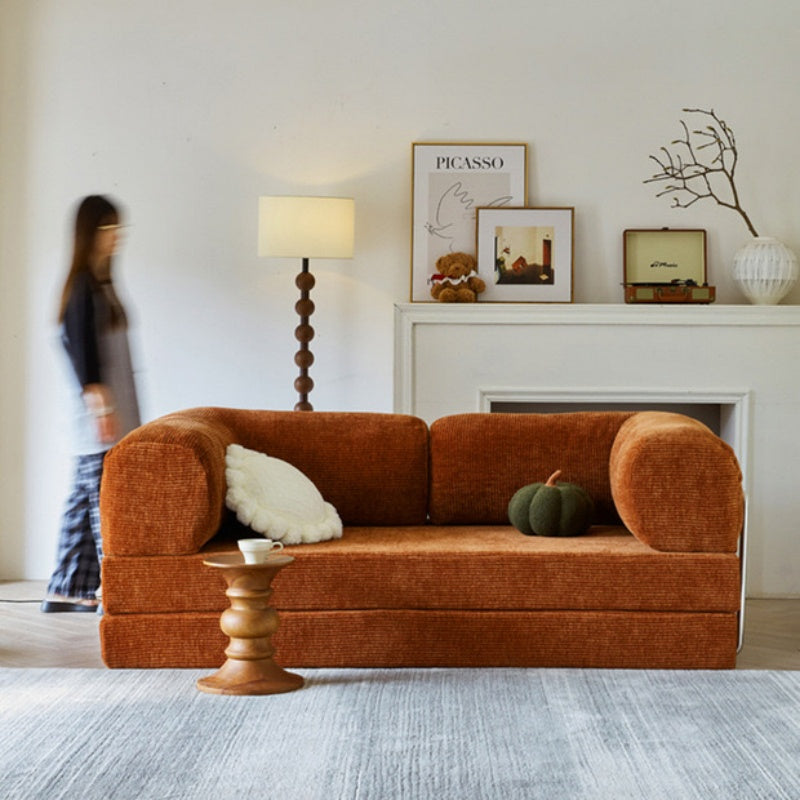 NC690 Vintage-style reversible sofa, compressible and foldable fabric sofa bed