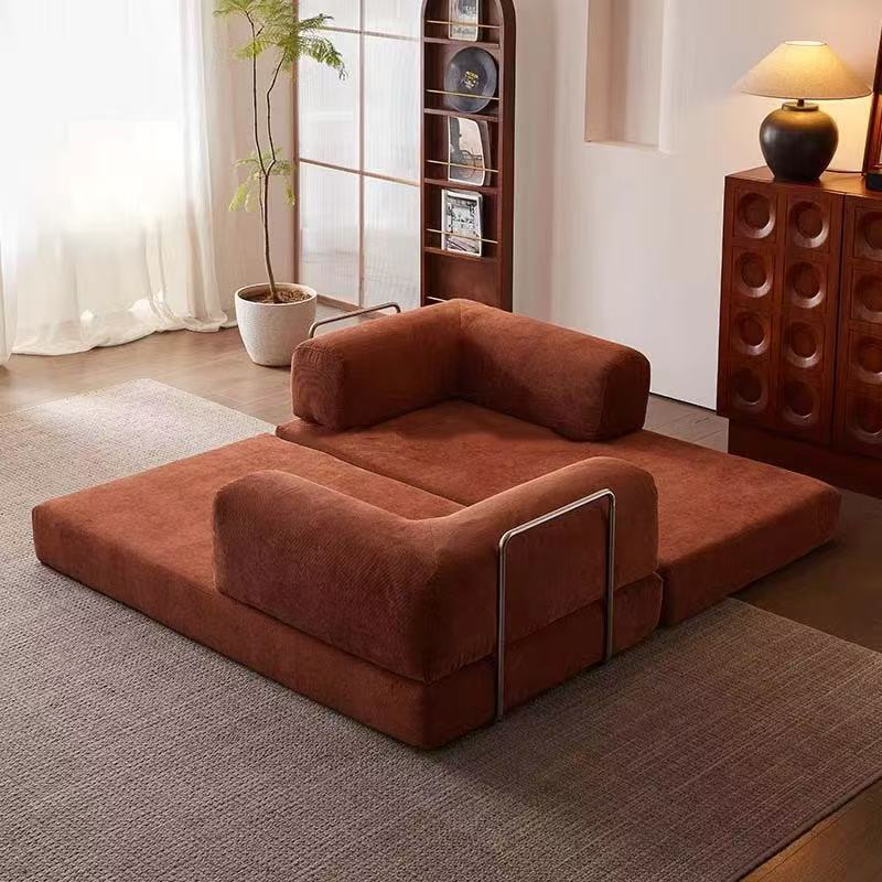 Vintage-style reversible sofa, compressible and foldable fabric sofa bed NC690