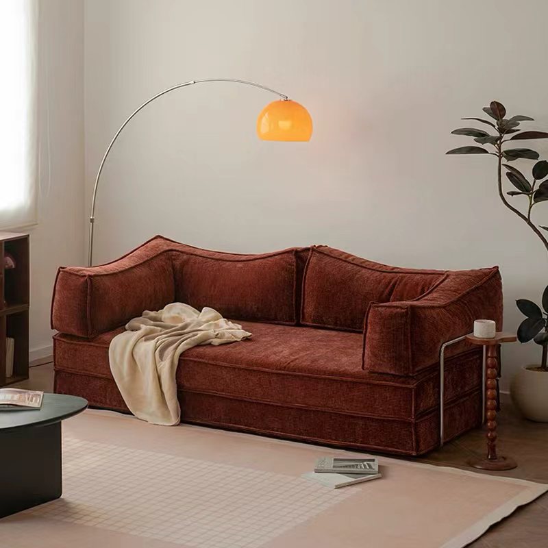 Pudding sofa bed dual-use vintage style small apartment living room double three-seater retro modular folding fabric sofa NB-01